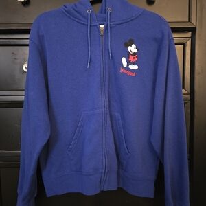 DisneyParks Disneyland Standing Mickey Mouse Blue ZipUp Hoodie Size XL